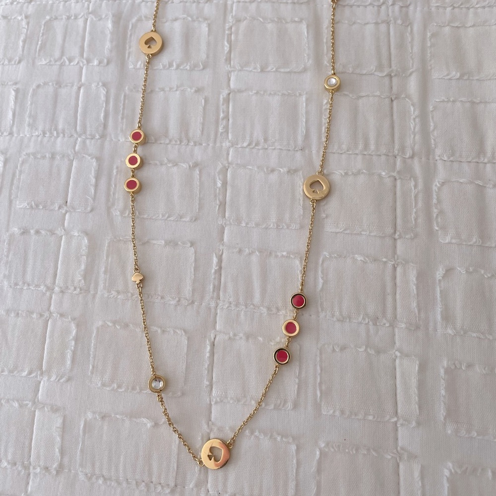 Kate Spade- Spot the Spade Coral Gold Necklace